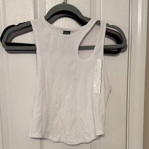 wild fable White Ribbed Asymmetric Cutout Tank Top